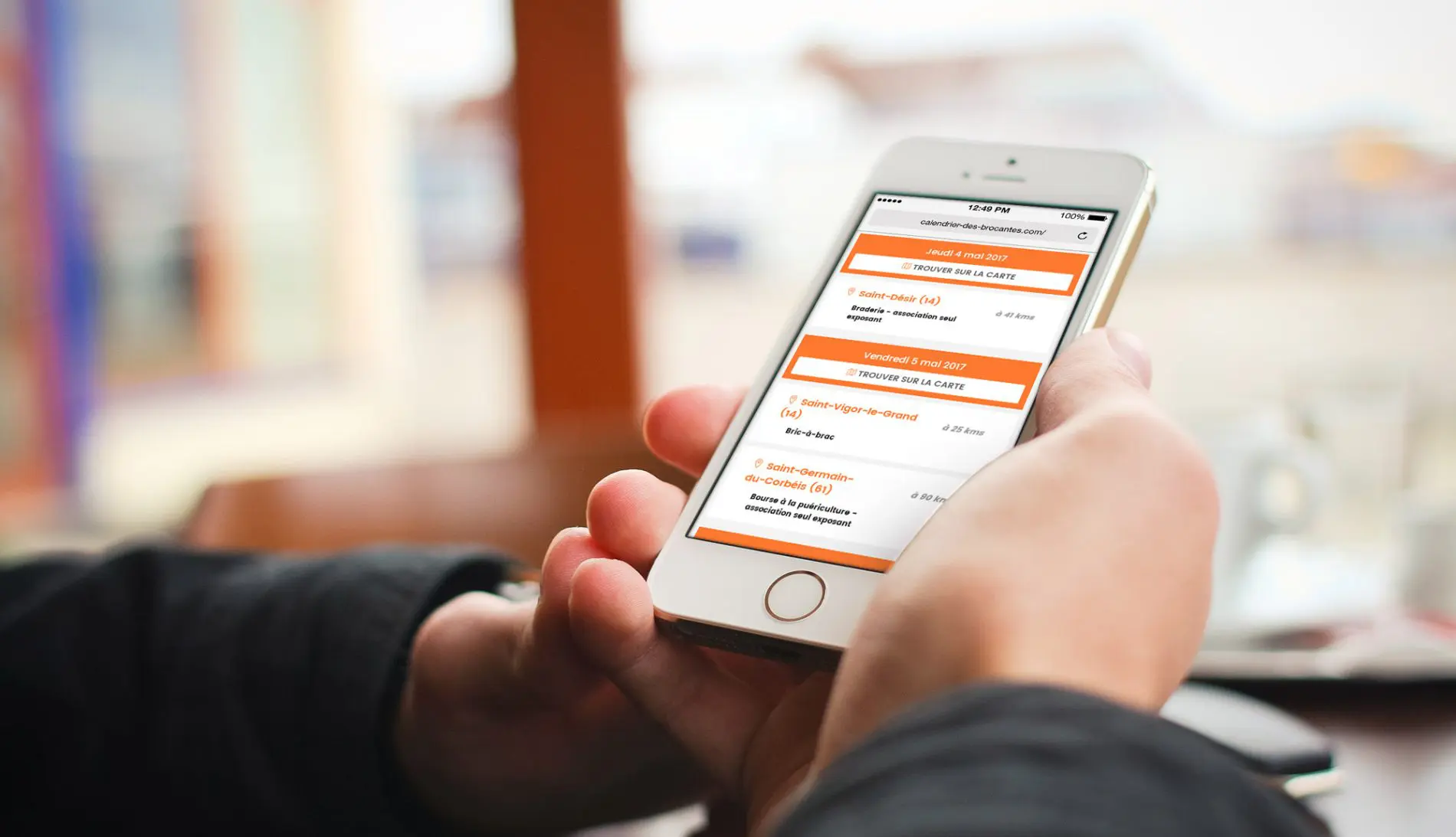 Présentation responsive de l'interface du site du Calendrier des Brocantes créé en 2017