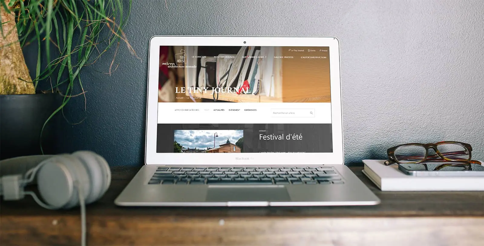 Mise en situation du site web de la Tiny House, entreprise française créant des Tiny Houses