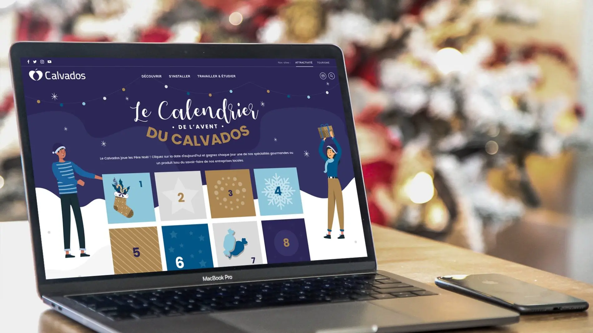 Présentation de la page accueillant le calendrier de l'avent sur le site web de calvados attractivité en 2020