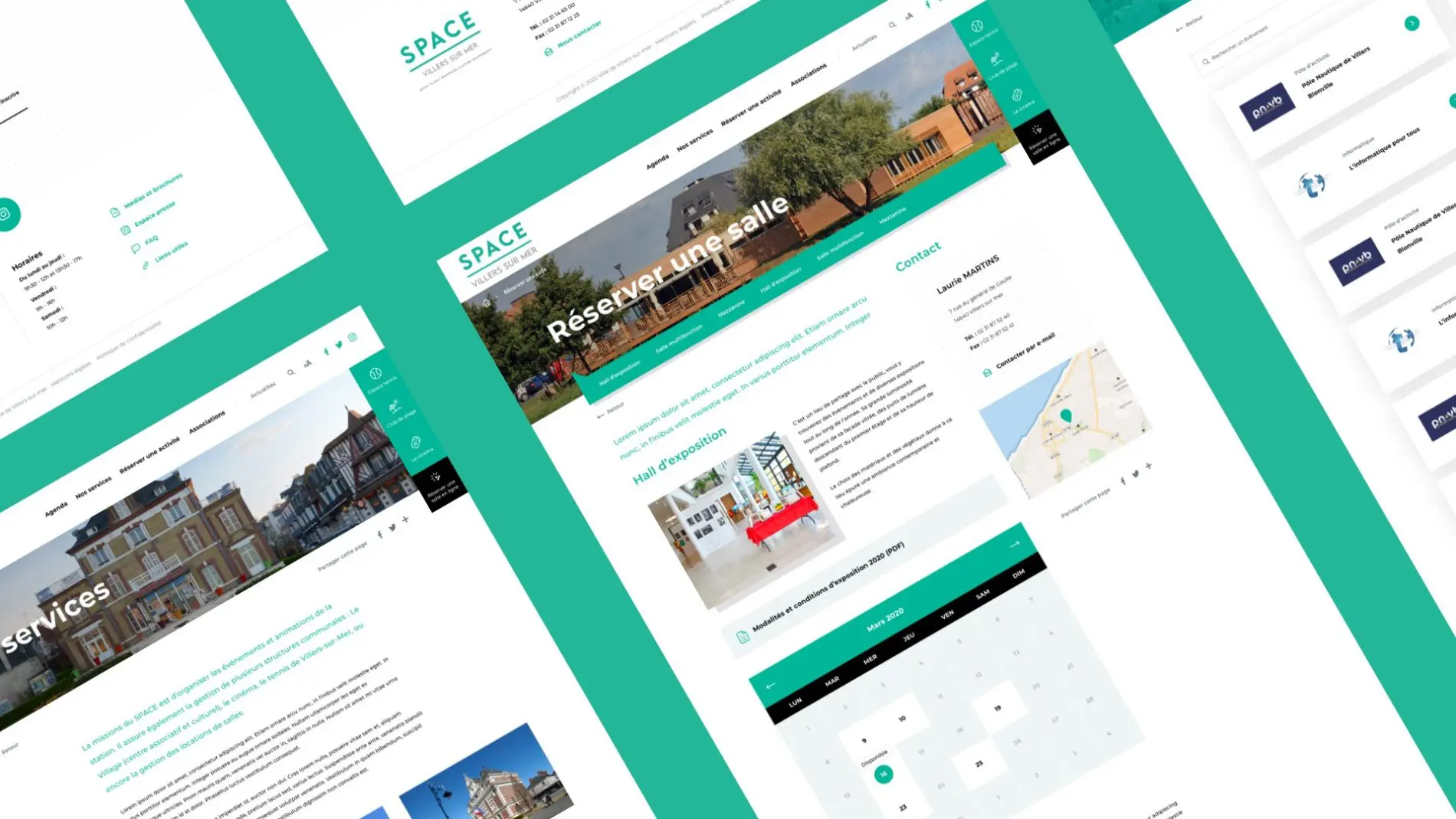 Mosaïque de pages présentes sur le site de l'EPIC Space à Villers, un site créé en 2021