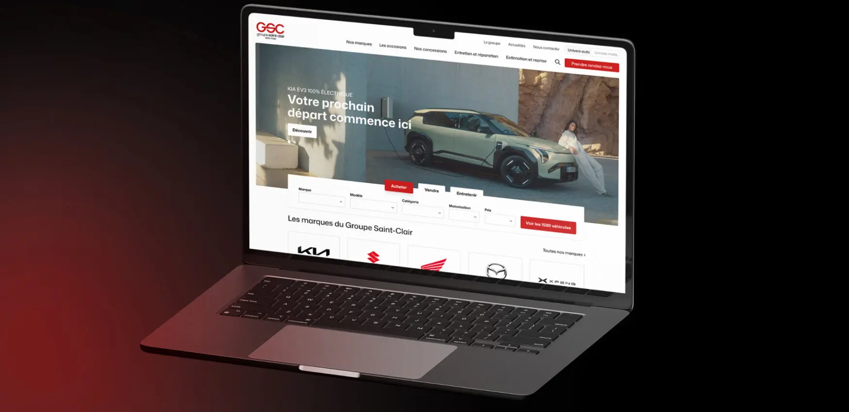 interface du site internet catalogue du groupe automobile saint-clair à Caen